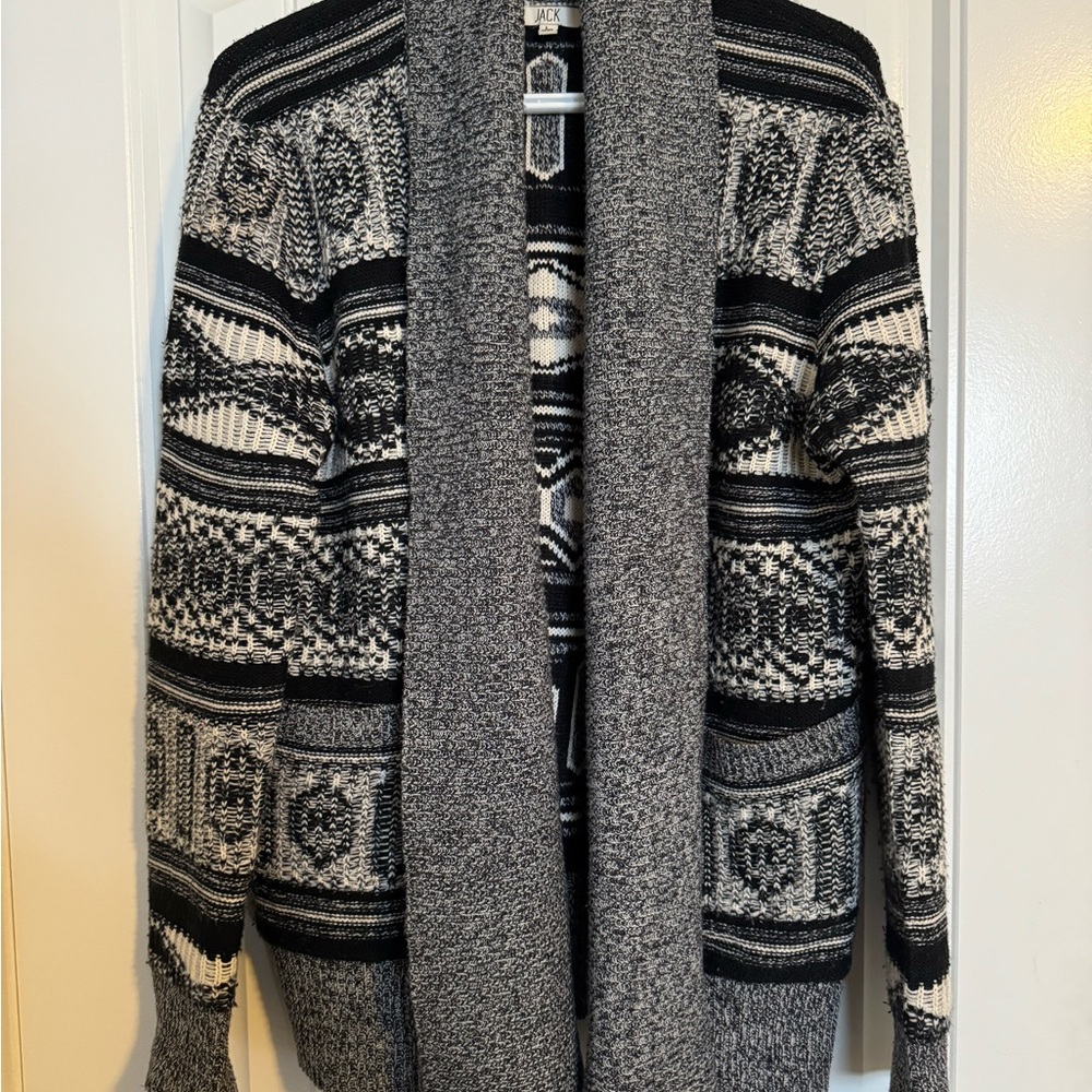 Black and White Textile Patterned Sweater